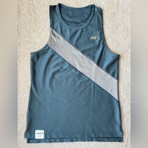 Tracksmith Blue and Gray Athletic Tank Top with Diagonal Stripe